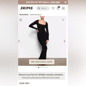 SKIMS Black Long Sleeve Lounge Dress
